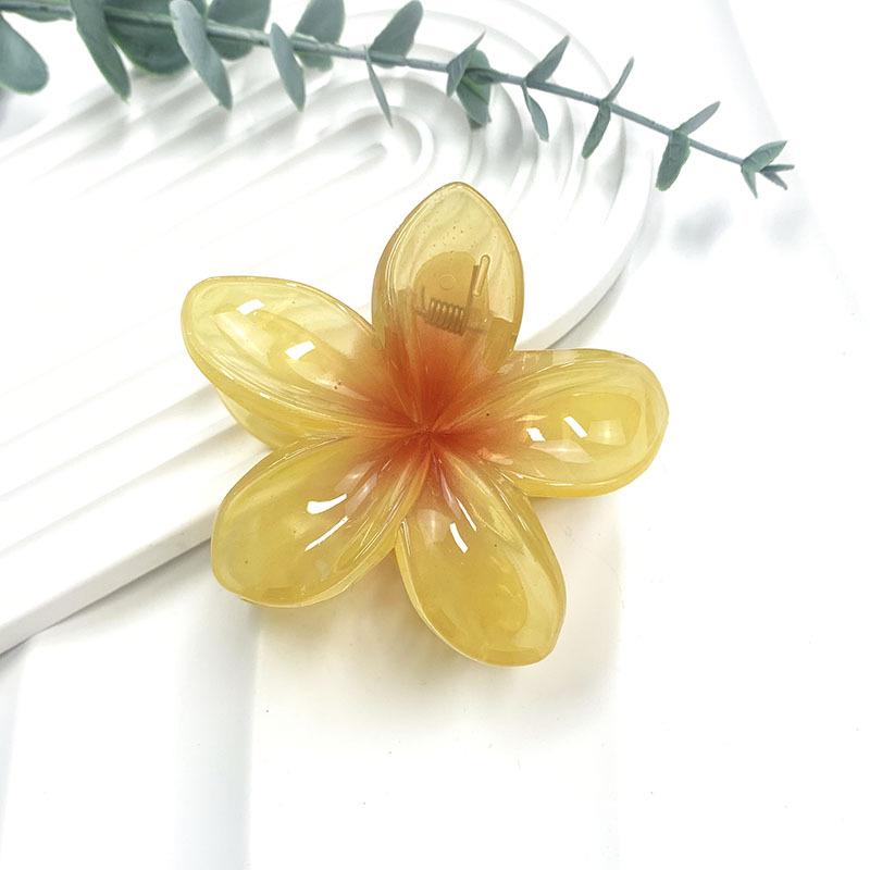 Retro Colorful Frangipani Flower Hair Claw Clip for Women