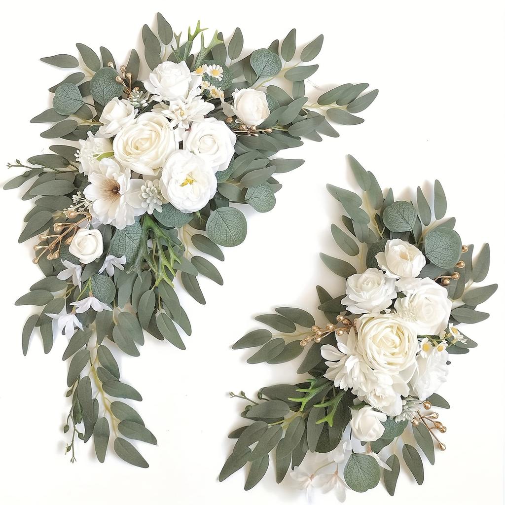 2pcs Wedding Decorative Artificial Flowers, Wedding Arch Flowers, Wedding Welcome Signs and Background Decorative Fake Flowers