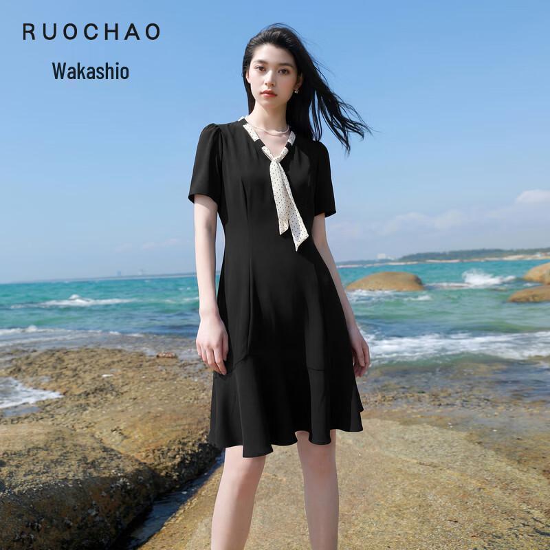 Sancai Plus Size V-Neck Puff Sleeve A-Line Midi Dress M