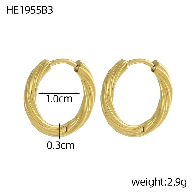 CARLIDANA Chic Simple Hoop Earrings Ins Simple Women Fashion Earrings Stainless Steel Gold Plated Twisted Circle Huggies Earring