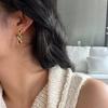French Retro Colored Gem Gold-Dipped Copper Dangle Earrings for Women - Versatile Commuting Accessories