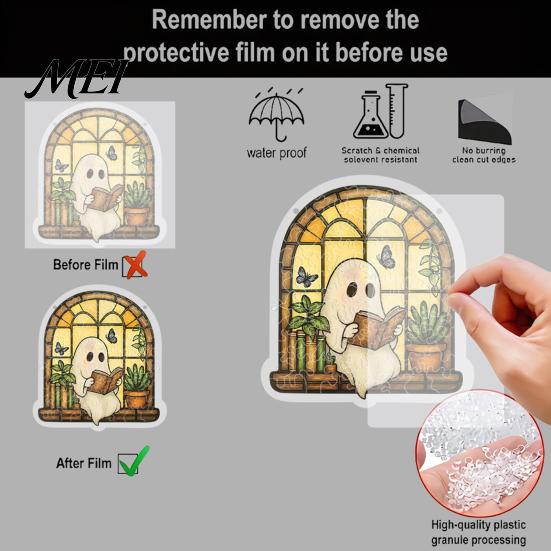 Autumn Harvest Home Decor Halloween Ghost Acrylic Puzzle Suncatcher, Colorful Window Hanging Ornament, Stained Cute Gift for Friends Glass Style