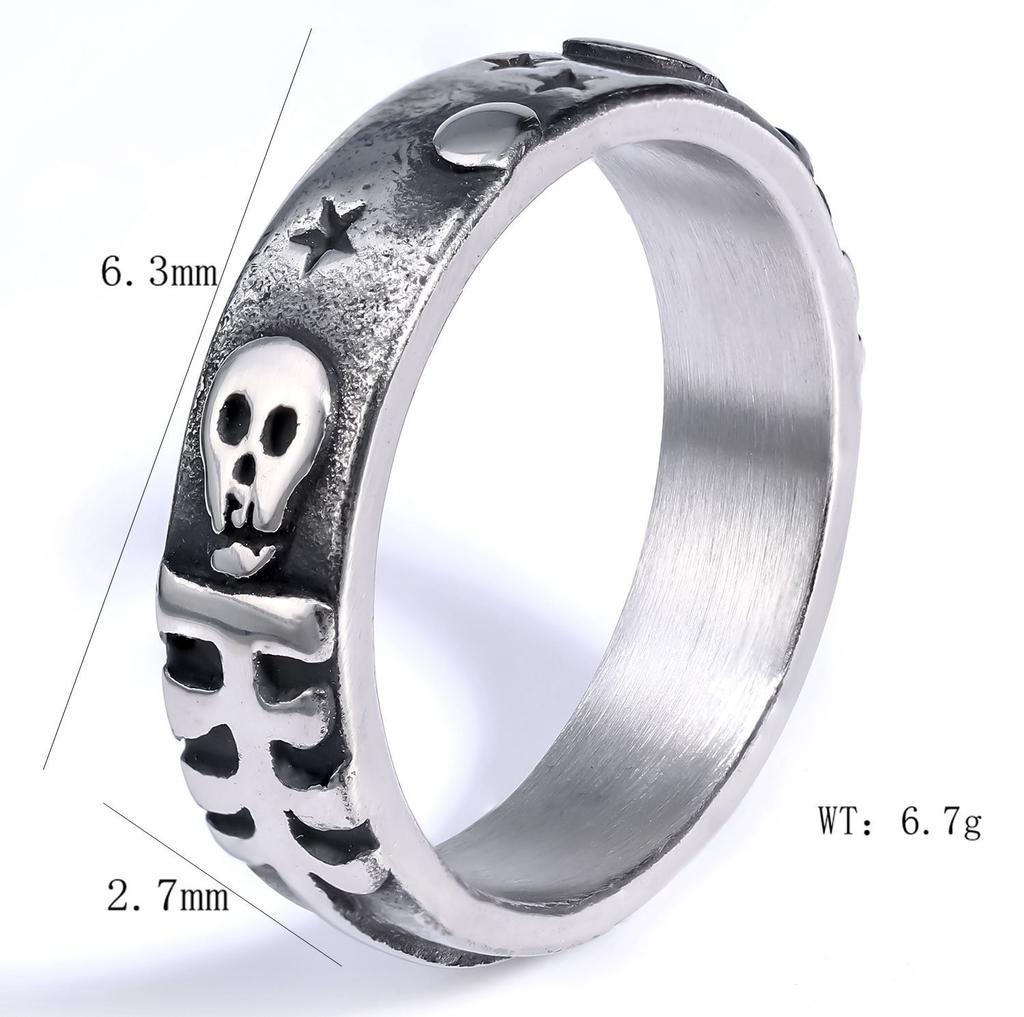 Personalized Stainless Steel Personalized Skull Trendy Man Retro Star Men'S Ring New Punk Style