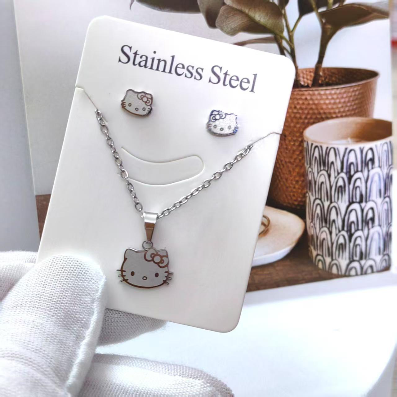 Korean Cute KT Cat Two-Piece Titanium Steel Clavicle Chain