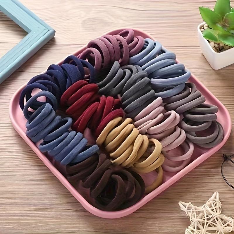 50/100ks Boho Bezešvé Elastické Gumičky do Vlasů - Silné Pohodlné & Odolné Držadla na Culík pro Ženy - Jednobarevné Vlasové Doplňky