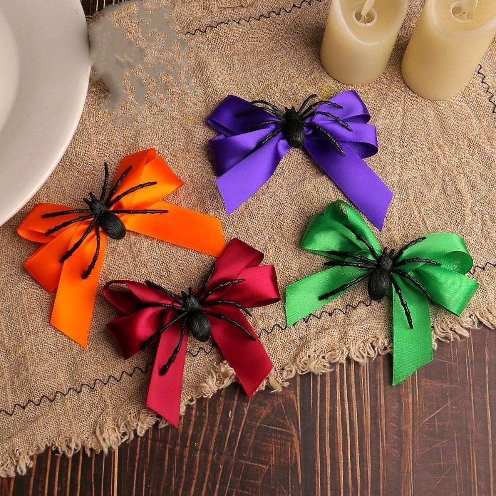 Spider Theme Spider Hair Clip Funny Halloween Head Wear Bowknot Hairpin Costume Party