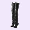 Fashion Women's Pointy Toe Cross Ties High Heel Over The Knee Boots 2025 New Slim Fit Zipper Long Boots Party Mixed Color Lady Shoes 43