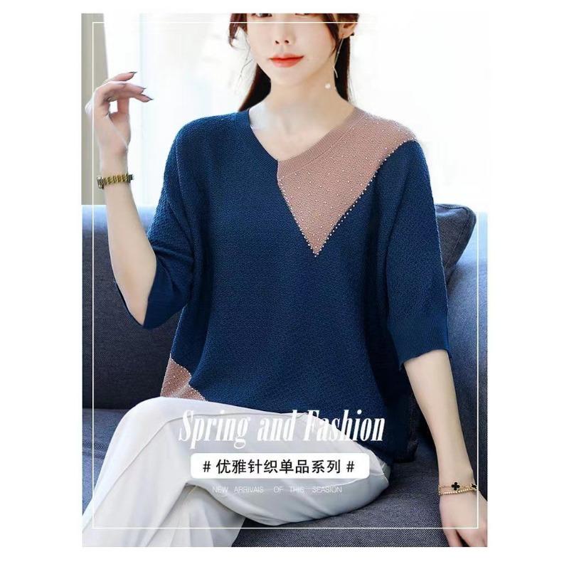 Bat Shirt New Ice Silk High-end T-shirt Fat Women's T-shirt Luxury Cool Loose Short Style Oversized Top