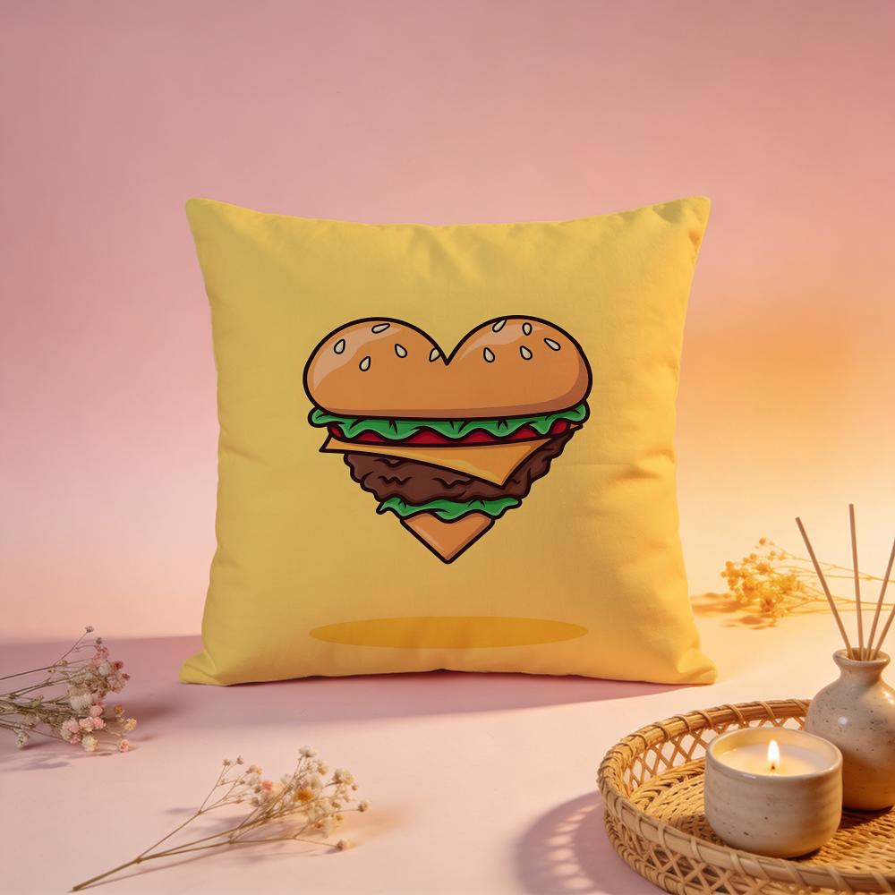Fun Retro Burger Graphic Cushion Cover Comfortable Durable Pillow Cover MultiScene for Home Office Car Sofa