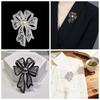 French Style Bow Brooch Vintage Black Brooch Exquisite Fully-rhinestone Pin  Western-style Clothes