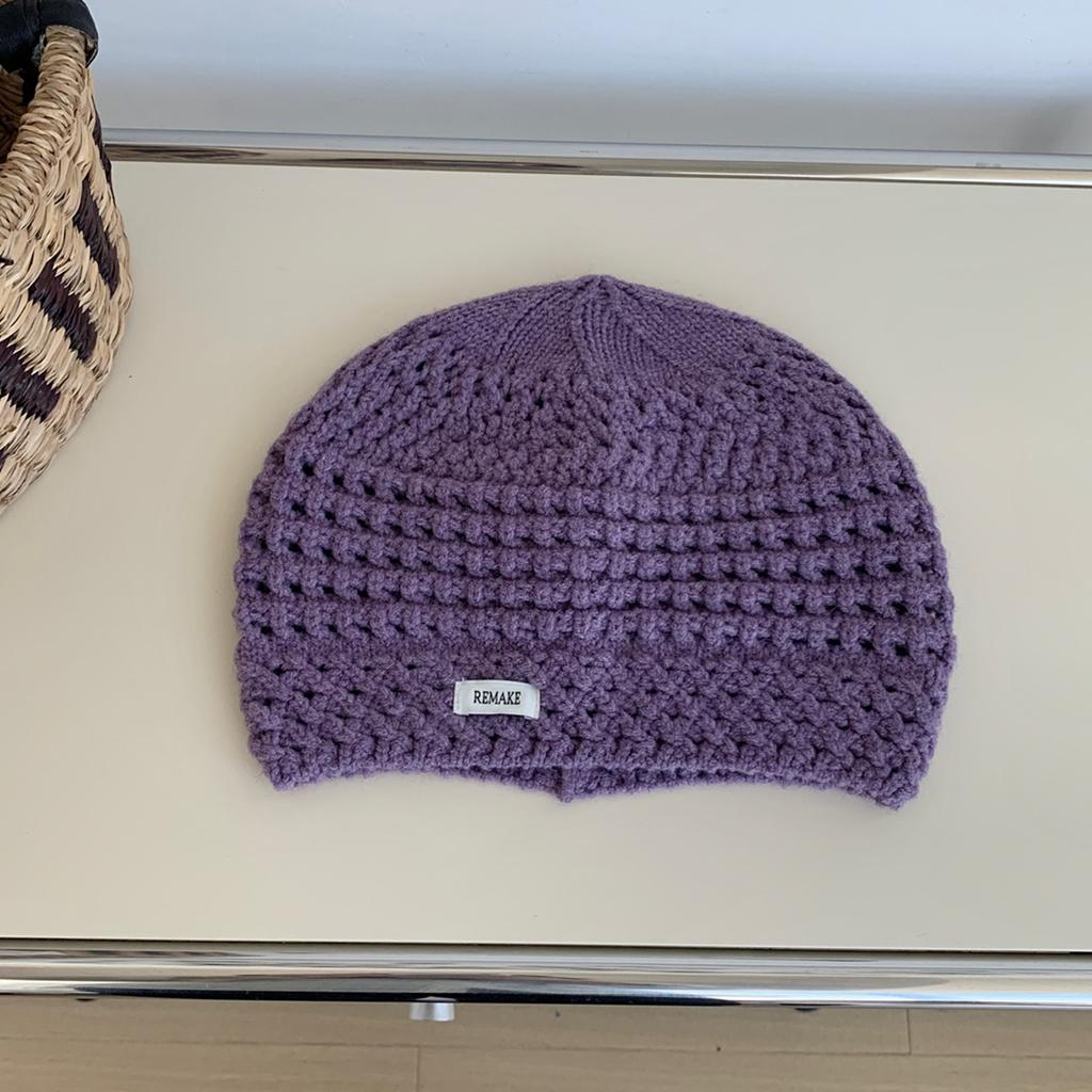 Hollow Knit Beanie Women'S Winter Oversized Head Warm Hat, Breathable & Stretchy, Face Slimming Fashion Casual Baggy Cap New