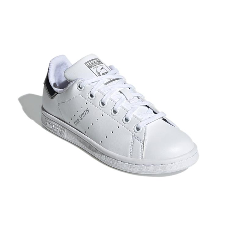 adidas Originals STAN SMITH J Leather Sports Slip Resistant Abrasion Resistant Low Top Skateboard Shoes White Black H05043