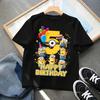 Minionses Birthday 1-9 Number T-shirt Clothing Baby Cartoon Anime Short Sleeve Party Cute Shirts Summer Casual Tee Top Gifts
