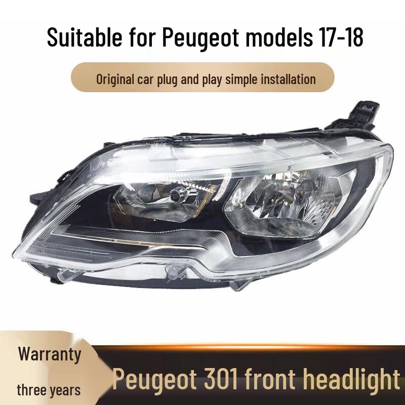 Durable Front Headlight Assembly for New Peugeot 301 (2017 Model) Standard Left Driver