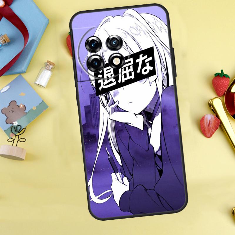 Sad Anime Aesthetic Senpai Case For OnePlus 12R 10R 13R 13T 15 13 12 11 10 9 10T 8T Nord CE 5 2 3 4 Lite N20 N30 Cover