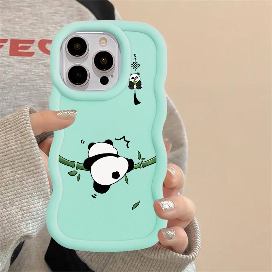 Case for iPhone XR 12 13 16 Pro Max 11 17 Air 15 Plus 14 8 Soft Phone Cover Cartoon Cute Panda