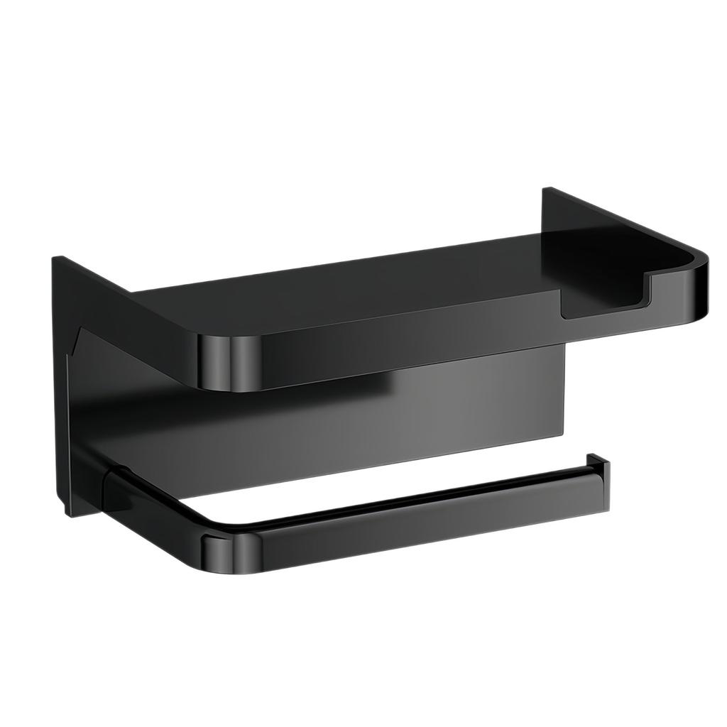 Hole-free Bathroom Tissue Holder, Phone Stand, Plastic Wall-mounted Toilet Paper Holder