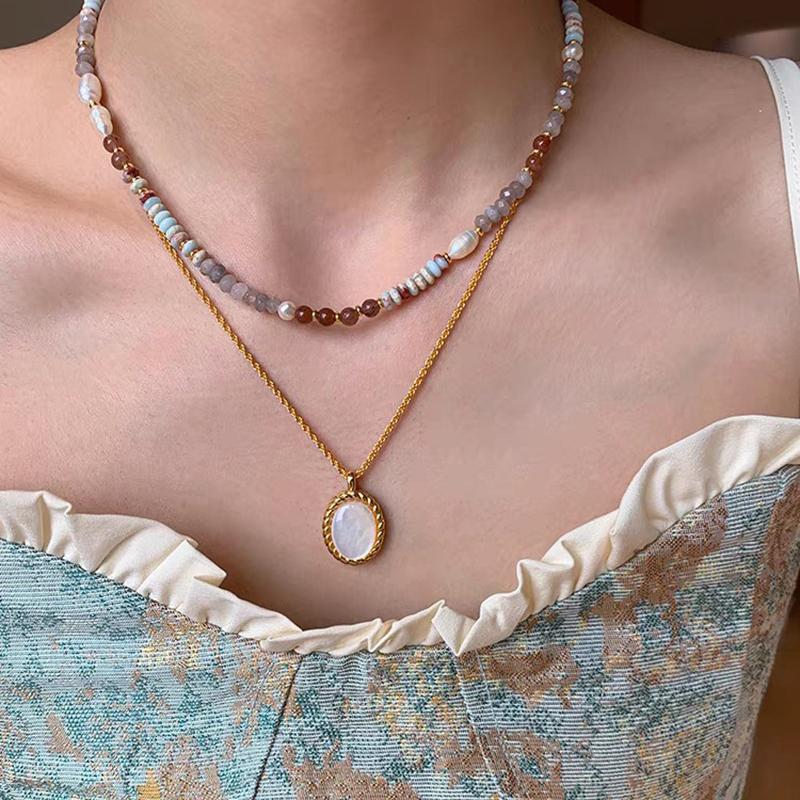 New Natural Stone Pearl Bracelet Women's Luxury Elegant Handmade Beadeds Chain Necklace New Fashion Luxury Jewelry