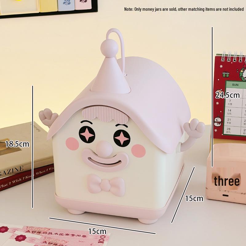 

Clown Piggy Bank with Sliding Cover - Kids Creative Savings Jar & Desktop Storage