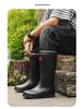 Men's High-Top Waterproof Non-Slip Rain Boots with Drawstring Long Tube Style