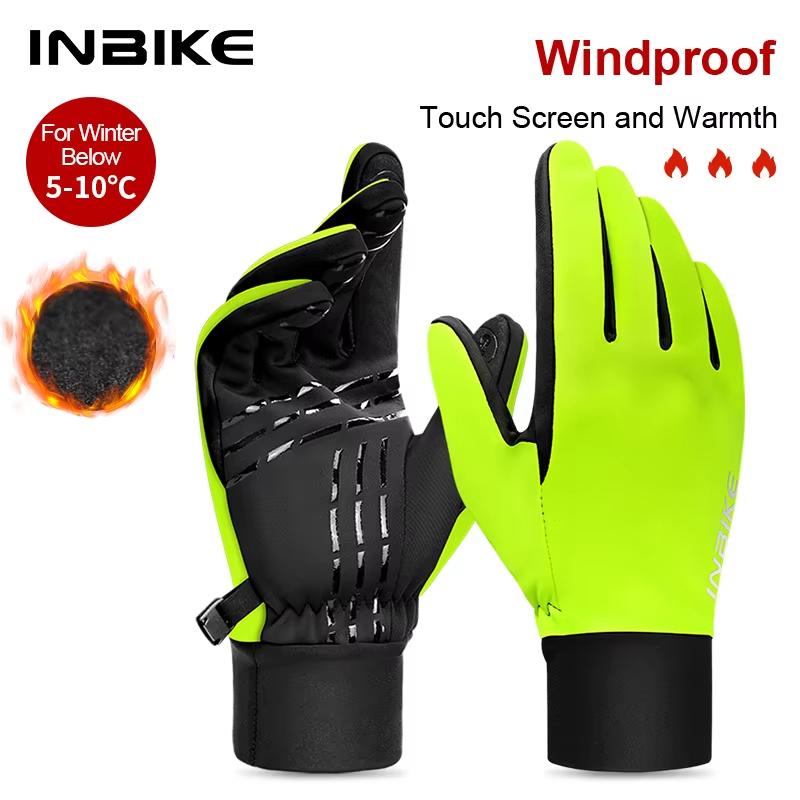 

INBIKE Cycling Gloves for Men Women Warm Fleece Winter Biking Glove for Riding Bicycle Gloves Waterproof Touchscreen Accessories S жовтий
