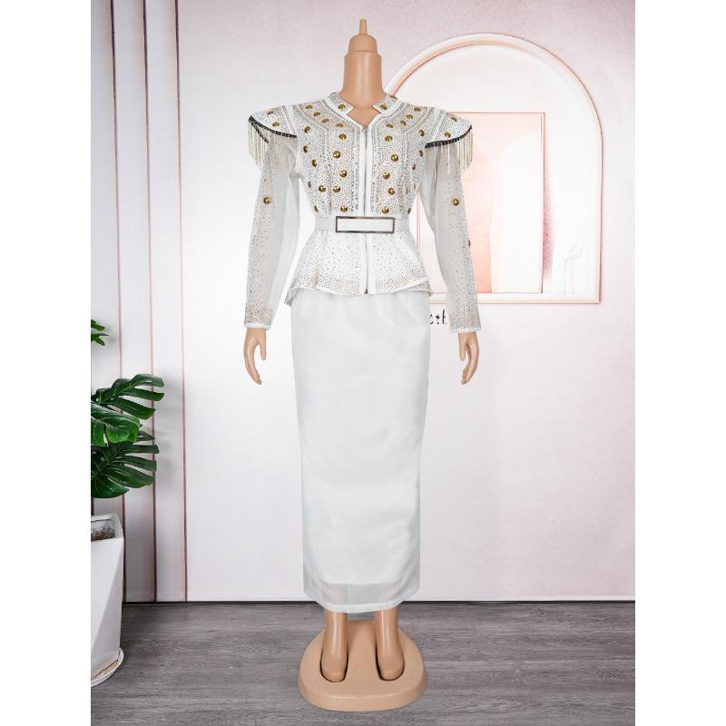 

Женское платье больших размеров с топом и юбкой из двух частей L белый