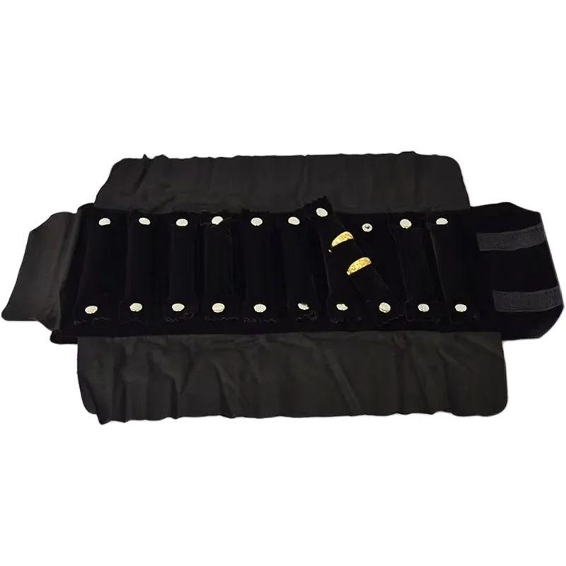 Black Grey Velvet Mini Jewelry Storage Bag For Easy Travel Ring Storage Roll Bag Fashion Exquisite Ring Storage Bag