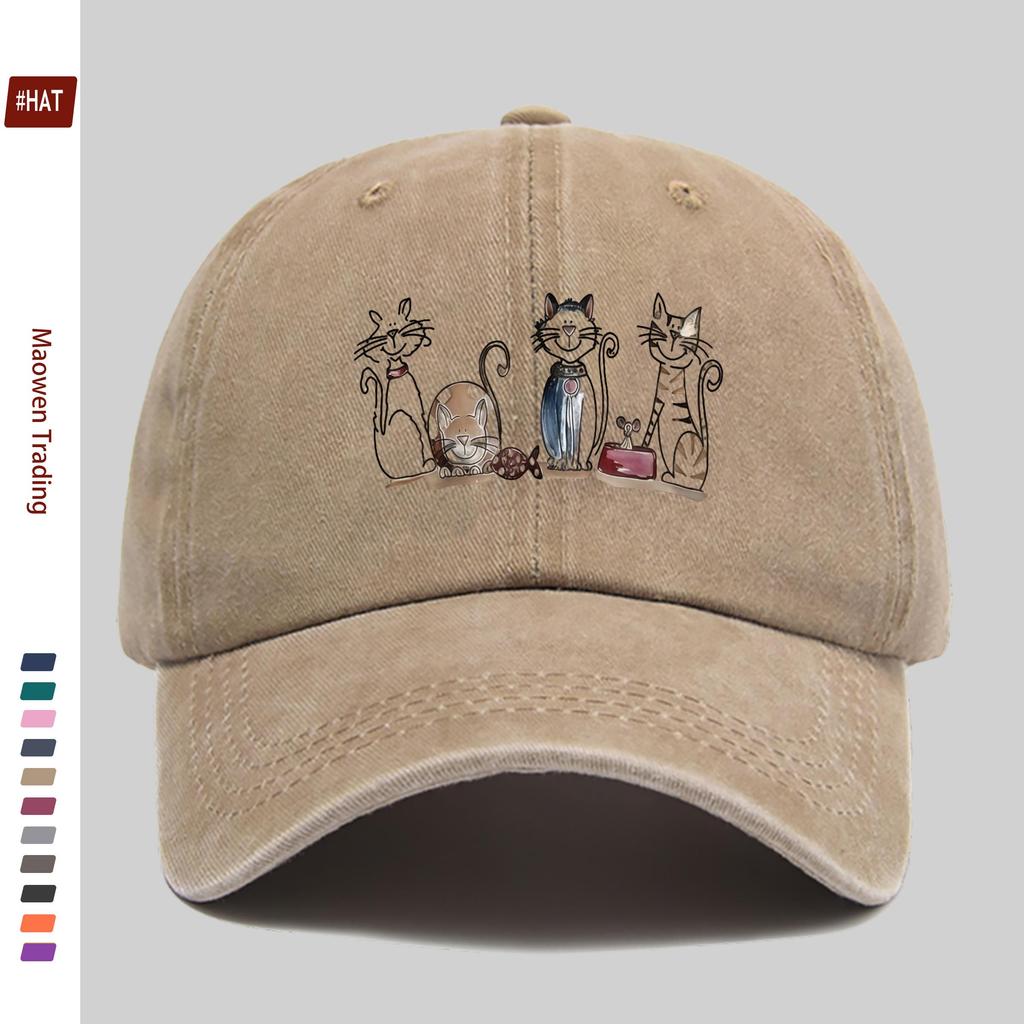 Pc Cute Cat Print Baseball Cap Perfect for Daily Wear Versatile Fashion Choice for Golf Home Outdoor Travel Fishing Beac