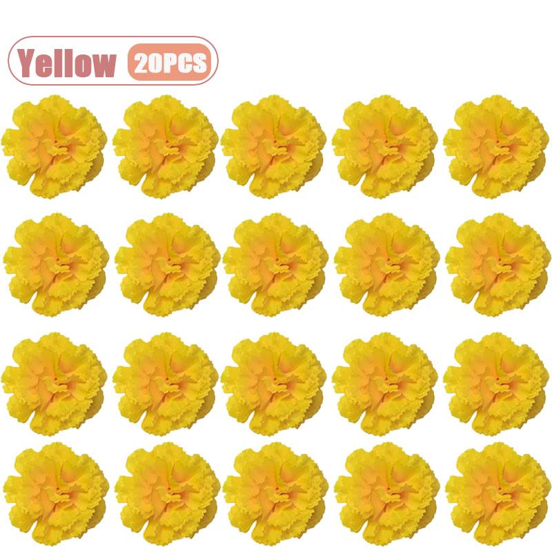 Realistic Artificial Carnation Flower Heads Bright Faux Marigold Blooms for Halloween Festival Wedding Party Decoration Supplies