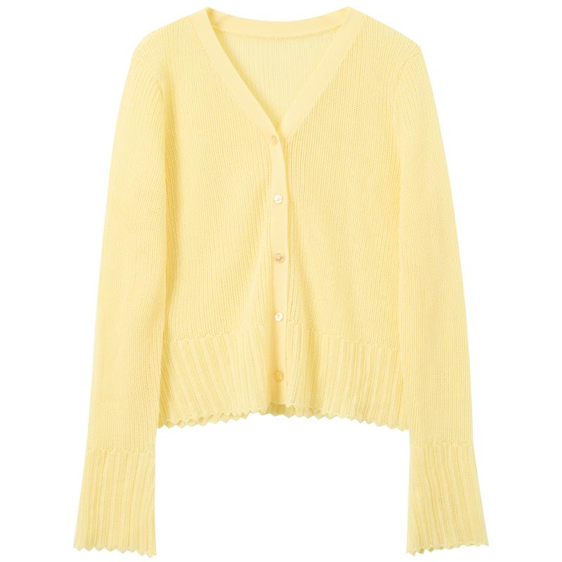Textured Lyocell Blend V-Neck Cardigan S
