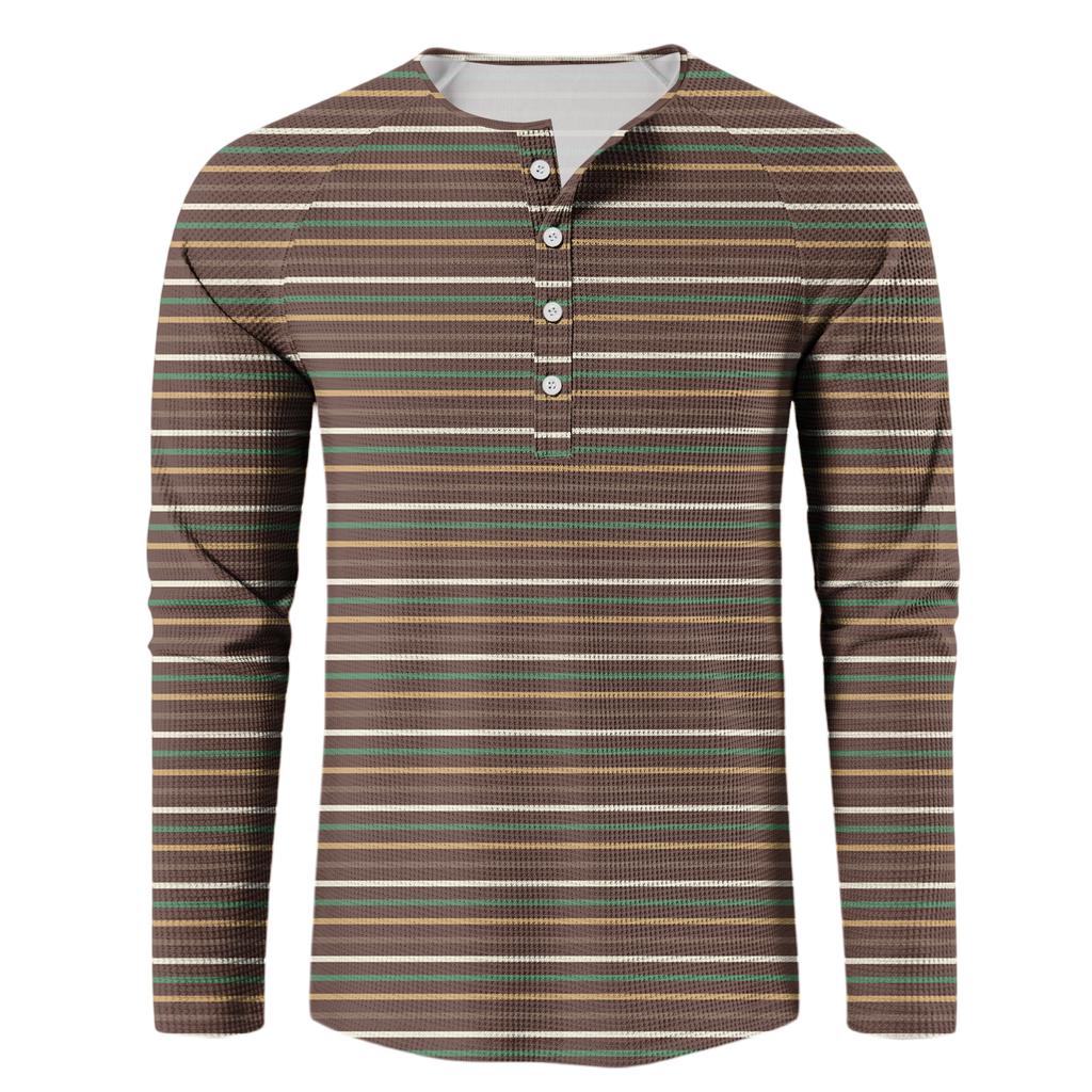 Herre Løs Casual Langermet Topp med Knapper og Krage