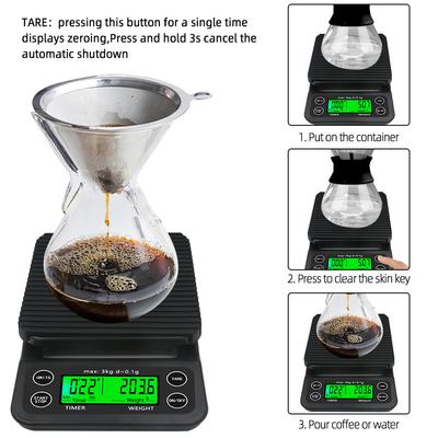 Digital Coffee Scale 3kg/0.1g 5kg/0.1g Kitchen Jewelry Weight Coffee Weighing with Timer High Precision LCD Electronic Scales