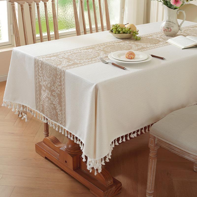 Nordic Light Luxury Tablecloth Imitation Cotton And Linen Fringed Long Dining Table Cloth Coffee Table Christmas Dust Tablecloth Mat