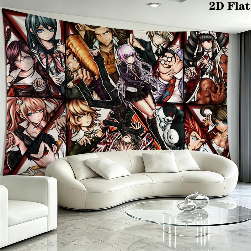 Dangan Ronpa Wall Tapestry Aesthetic Wall Hanging Printed Fabric Blanket Decorative Tapestries for Bedroom Living Room Home Decor