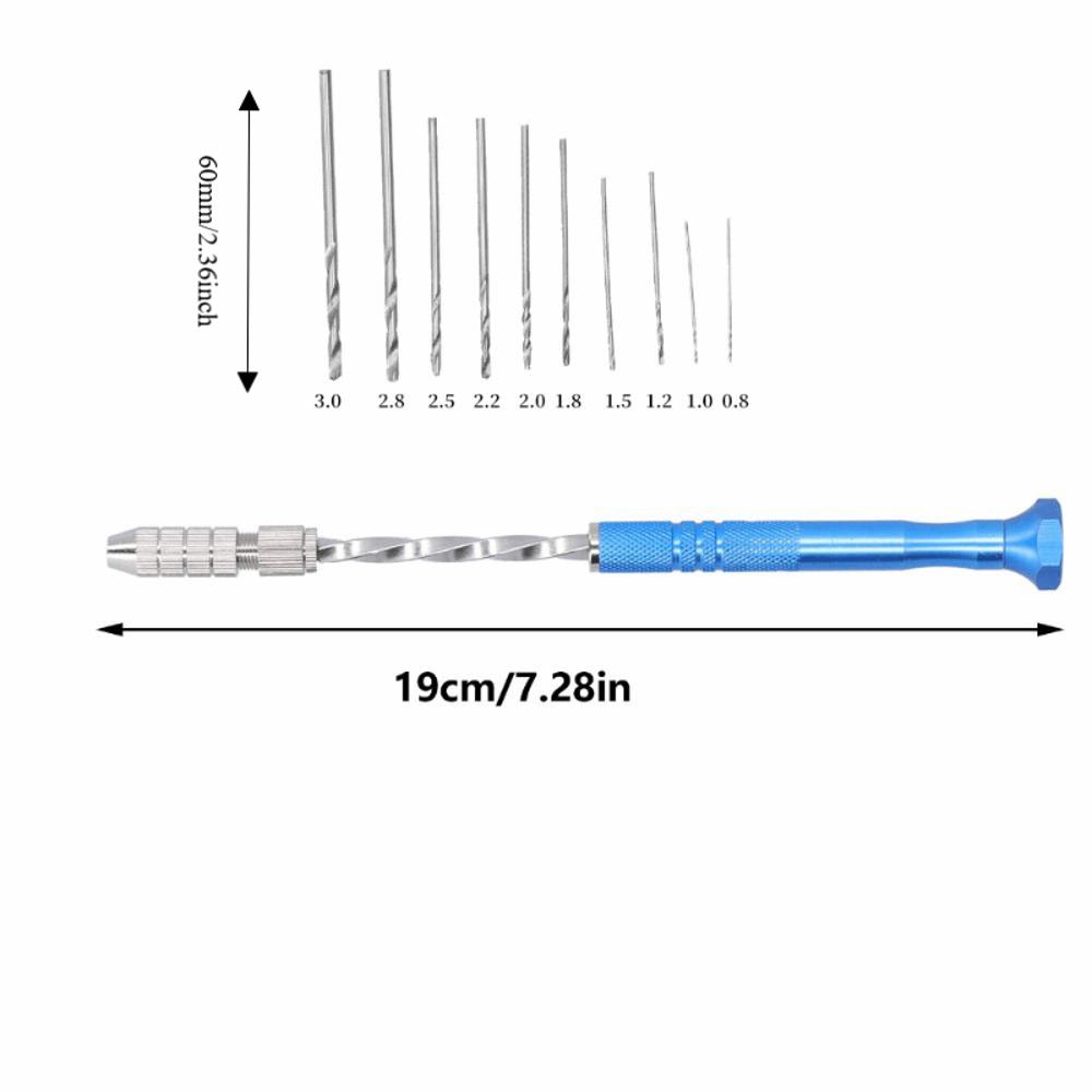 Durable Blue Hand Drill Slim Handle Knurled Grip Jewelry Carving Drill Metal Compact Pin Vise Hand Drill