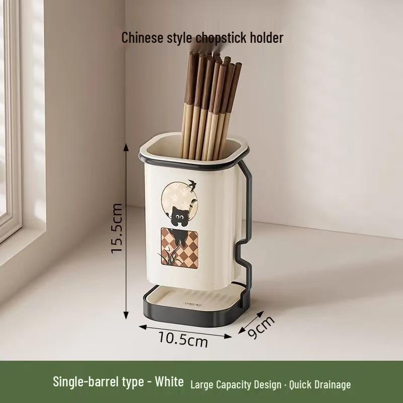 Pre-owned Wall-mounted Anti-mold Chopstick Holder & Draining Kitchen Countertop Storage Shelf