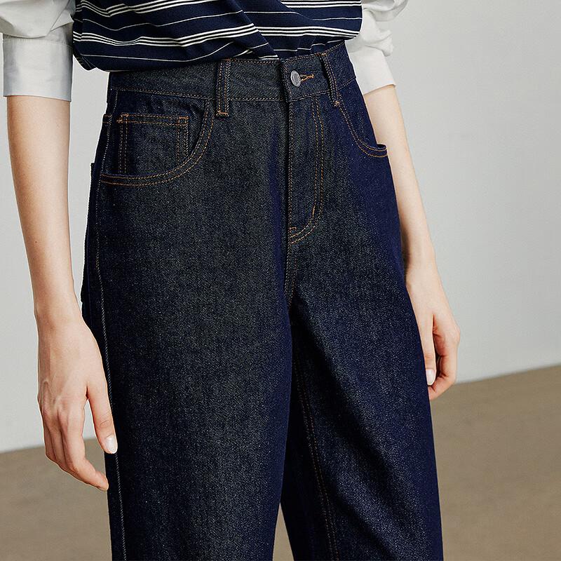 Chuyu 2025 Autumn Turn-Up Hem Patchwork Wide-Leg Denim Jeans