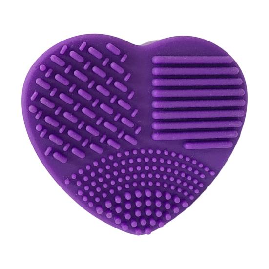 Silicone Sponge Makeup Brush Cleaner Portable Travel Heart Shape Foundation Brush Cleaning Mat Double Sided Cosmetic Brush Washing Pad