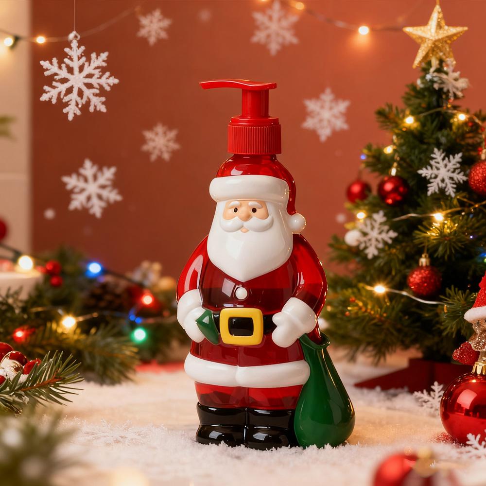 Holiday Essential! 350ML Santa Claus Dispenser Bottles - Reusable Home Travel Toiletry Refillable Jars