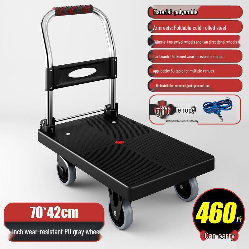 Compact Folding Flatbed Trolley: Silent, Lightweight, Multi-Functional Hand Truck for Pulling and Pushing Goods