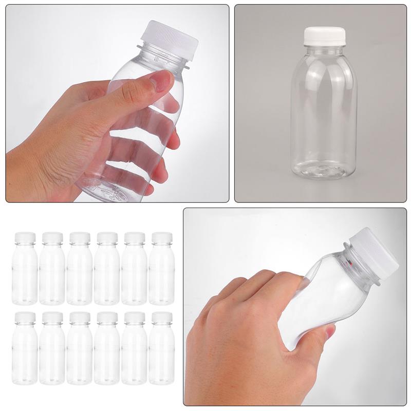 12 st 200 ml Plast Juiceflaska Dryckesflaska Fruktteflaskor Juiceförpackningsflaska Dryck Pet Livsmedelskvalitet Med Lock