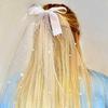 Girls Pearls Bridal Veils for Girls Studded Pearls Bridal Veils Detail for Evening Dinner Dress Stylish Outfits