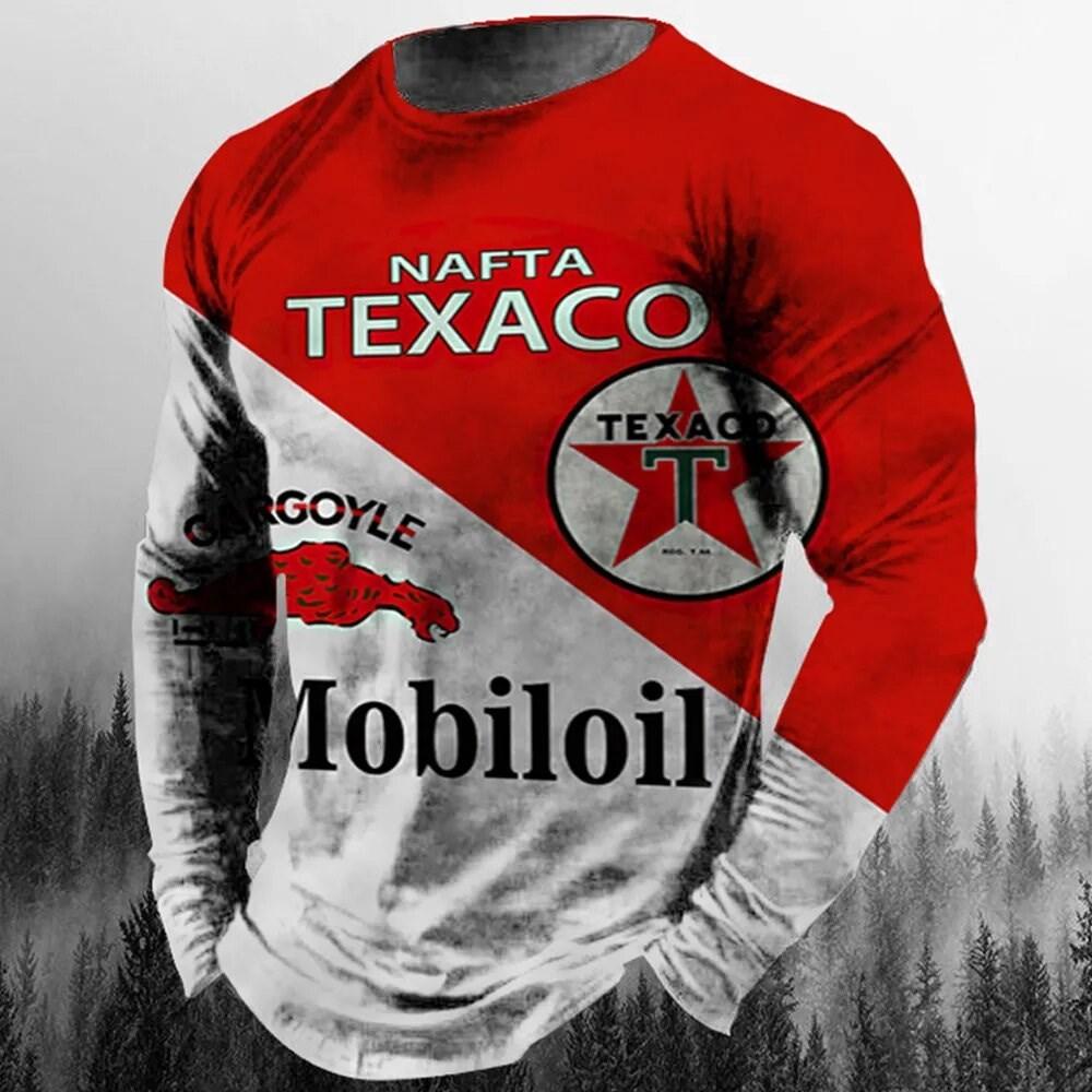 

Vintage Men s T-shirt Long Sleeve Biker Tops Tees 3D Print Motorcycle T shirt Oversized Loose Texaco Man Clothing 5XL