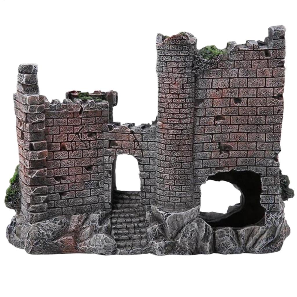 Fish Decorations For Tank Resin Vintage Betta Cave Castle Fish Tank Accessories Decorations For Saltwater Freshwater Home Indoor