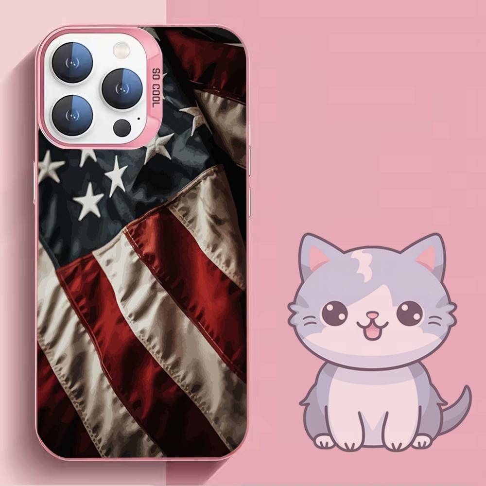

A-America USA Flag Phone Case For iPhone 16,15,14,13,12,11,Mini,Pro,SE,MAX Pink Matte Silicone Cover iPhone13PRO