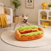 Cama Pequeña para Animales para Regalo de Cumpleaños Cama Hot Dog, Adorable Acogedora para Acurrucarse Almohadilla Extraíble Lavable, Divertido Cómodo Felpa Mascota Alfombrilla Pan Perros Gatos Suave Sofá Nido