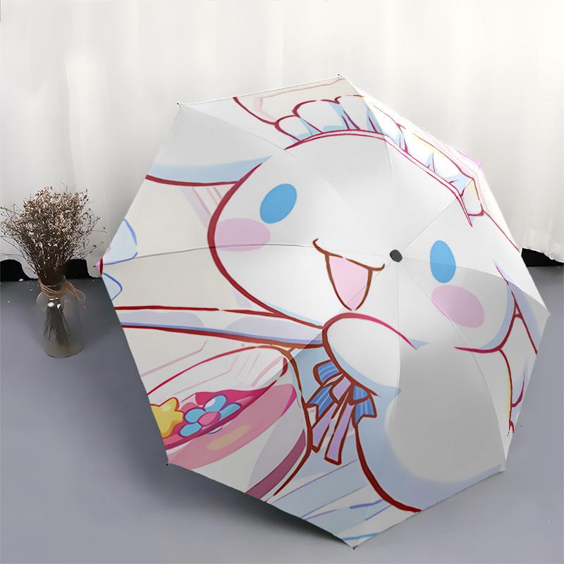 1pc Adorable Bunny Chef Hat with Automatic Opening Umbrella - Portable Folding Design, 8-Bone Iron Frame Outdoor Umbrella, Perfect Gift for Fans, Trav