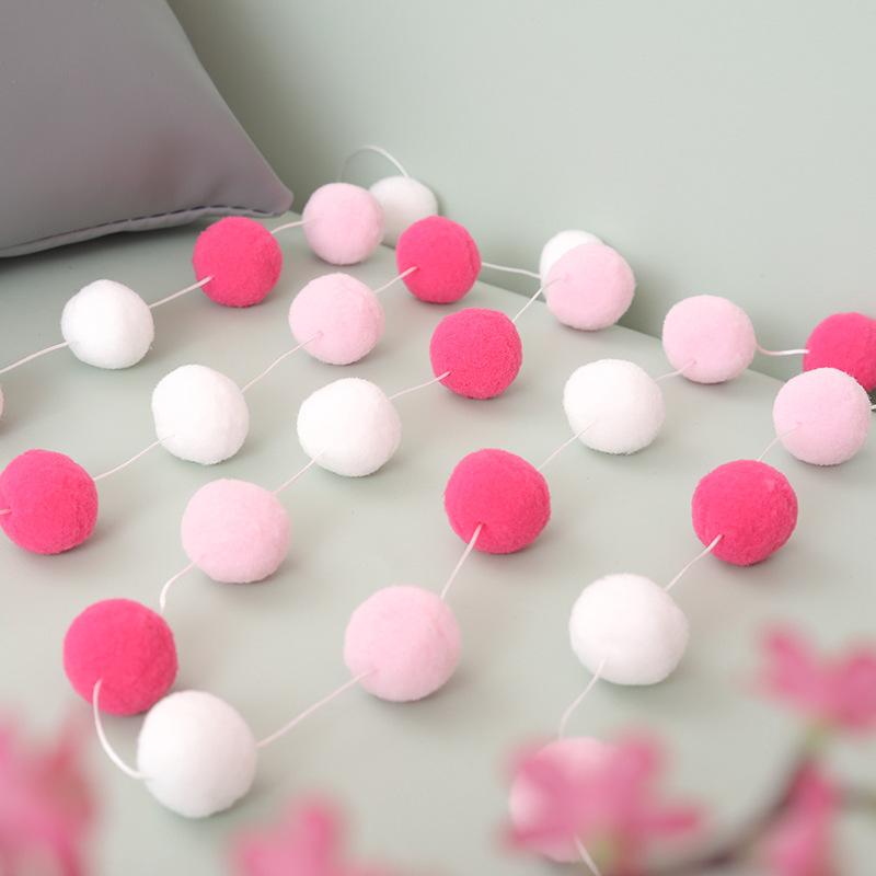2.5Meter Colorful Pompom Pendant Garland Ins Nordic Style Wool Felt Ball String DIY Handmade Nursery Children Room Decor