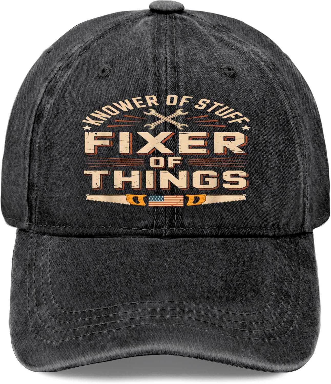 

Fixer of Things Knower of Stuff Baseball Cap Vintage Distressed Soft Washed Outdoor Unisex Adult One Size чорний