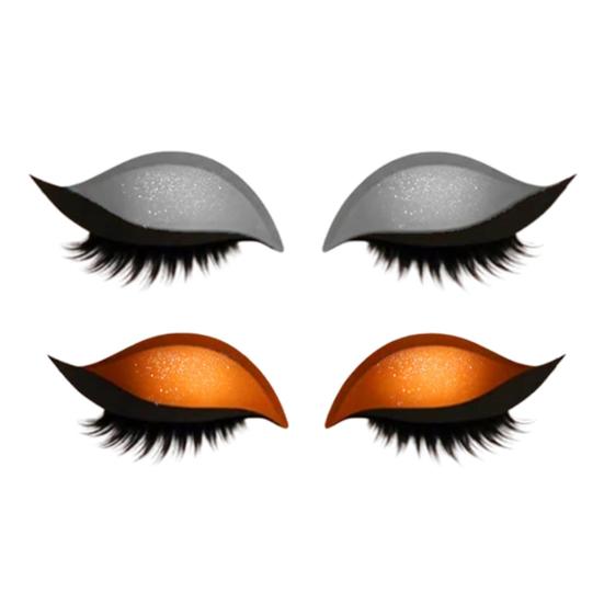 2 Pairs Lazy Eye Shadow Eyelash Patch 2-in-1 Eyeshadow Eyelashes Makeup Stickers Reusable Eye Makeup Stickers with False Lashes Shadow